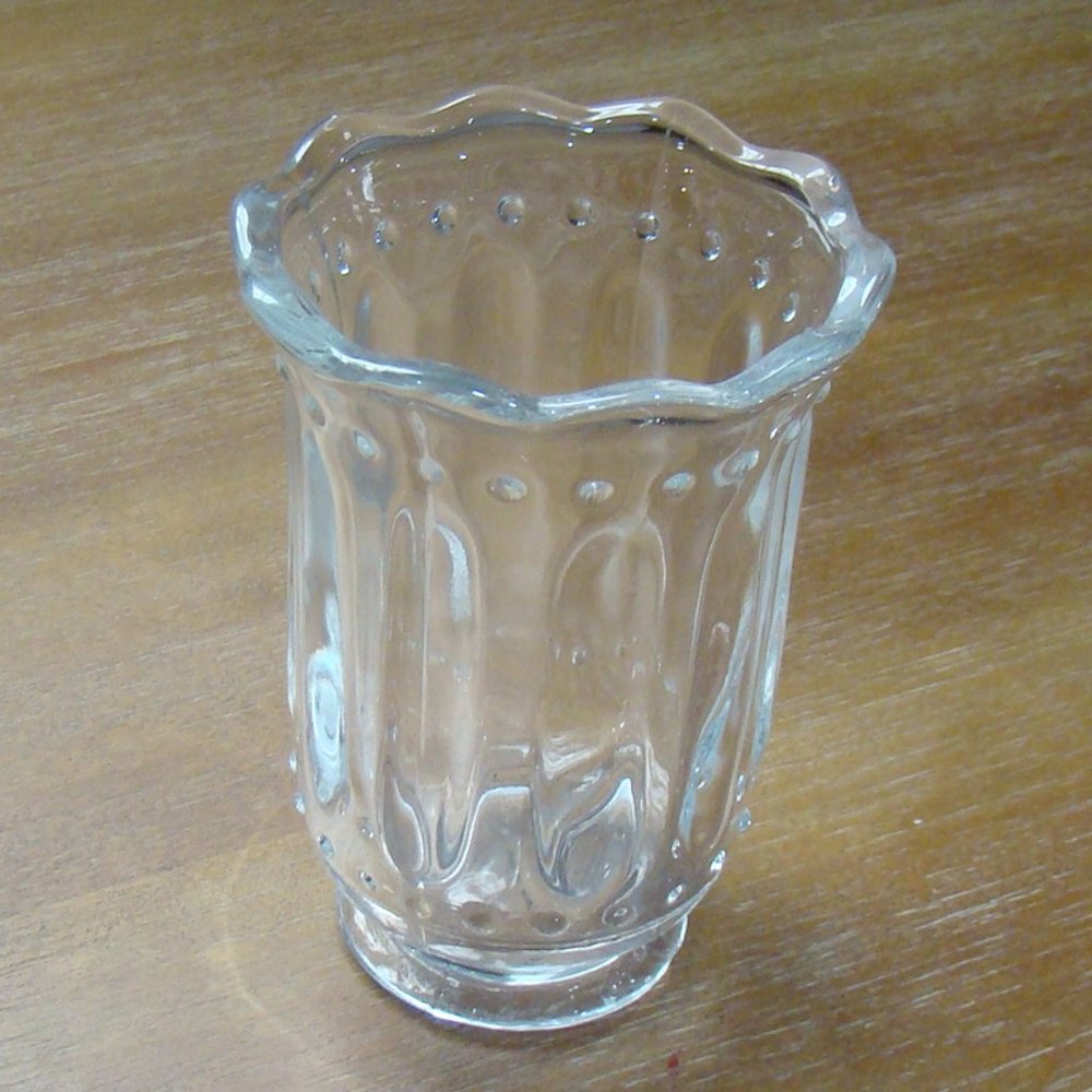 Vintage Art Deco Patterned Glass Celery Vase w/ 3 D details